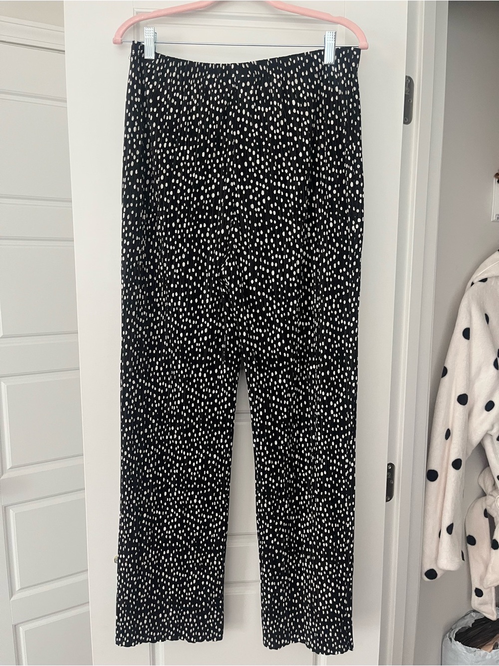 Black & White Polka Dot Wide Leg Pants